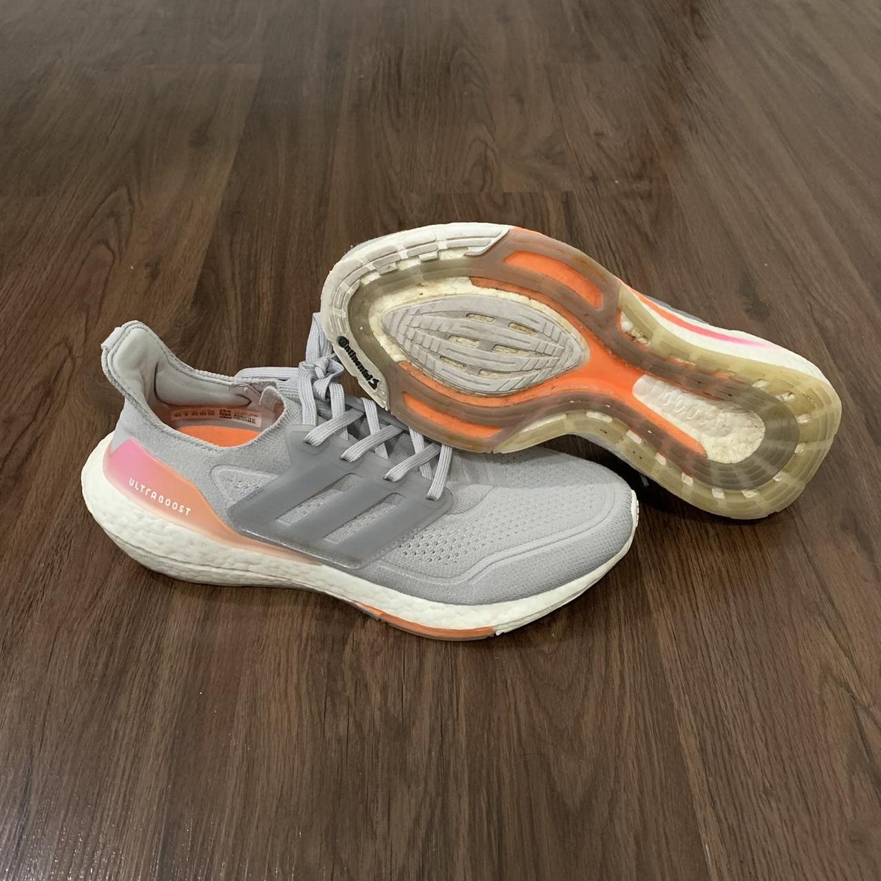 Adidas Men's Grey and Orange Trainers | Depop