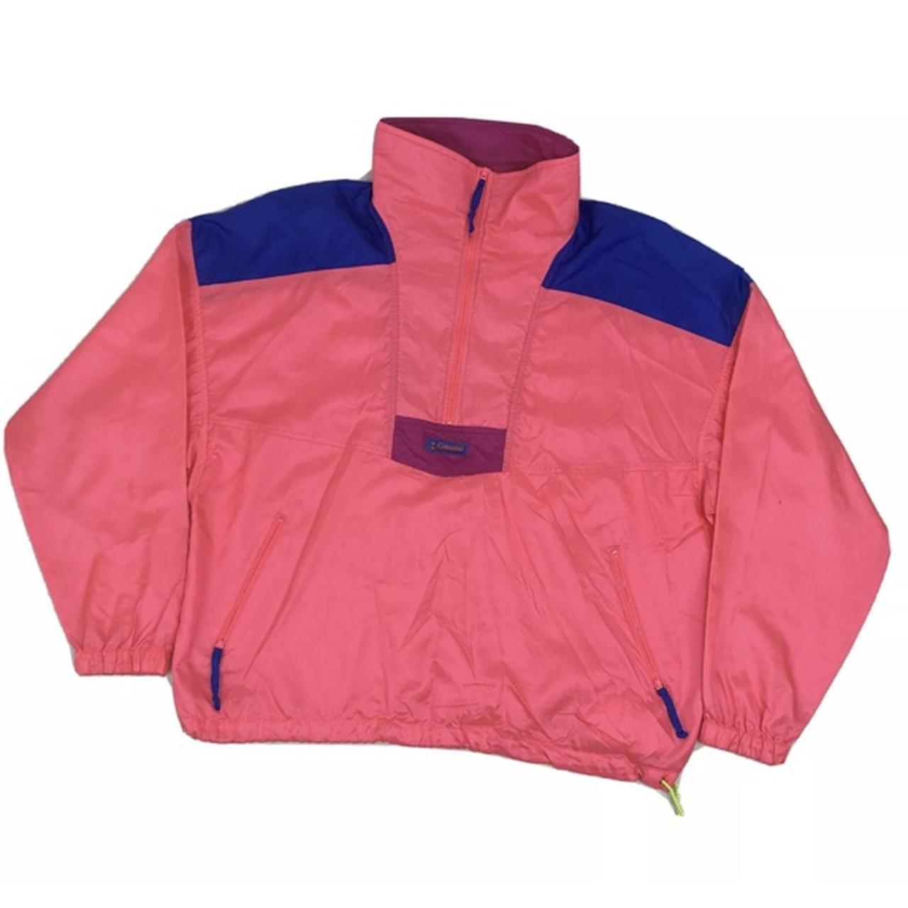 Vintage 90s Columbia Neon Pink Windbreaker Jacket... - Depop