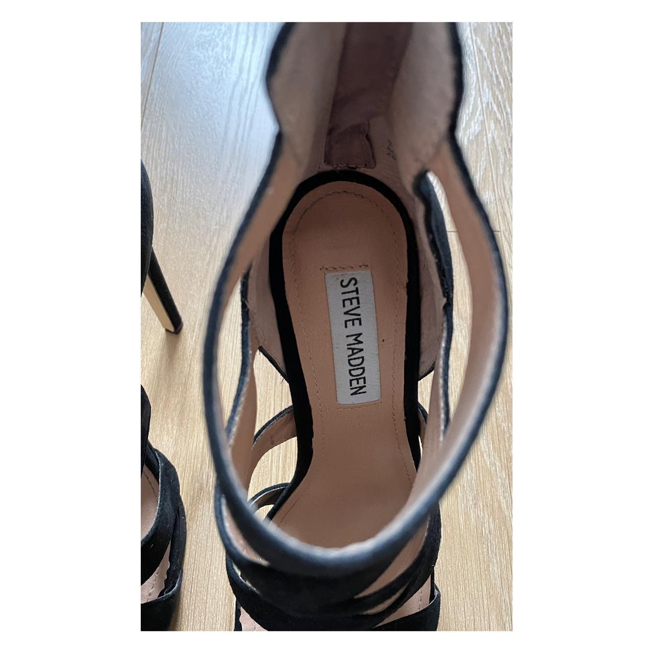 Steve Madden black suede heels Size 5 EU38 Zip... - Depop