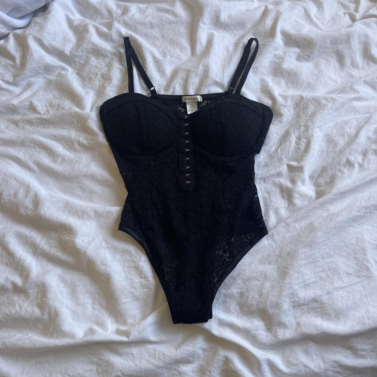 black lacy body suit! - padded - unknown brand -... - Depop