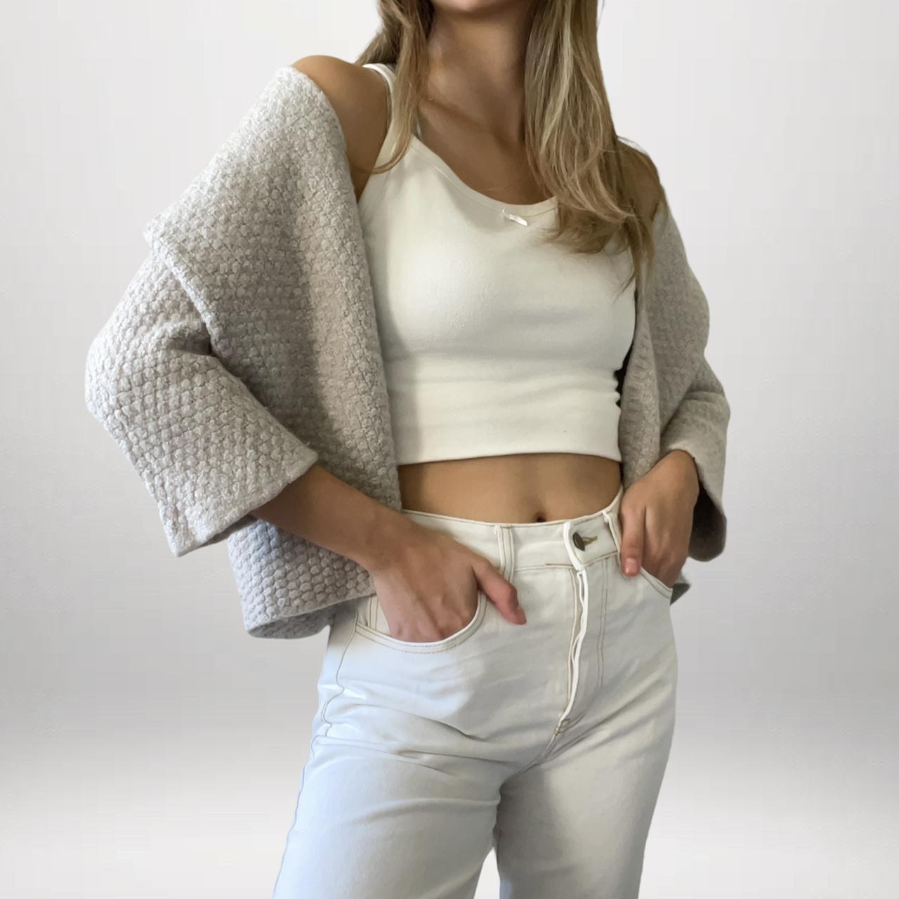 brandy melville white cropped cardigan