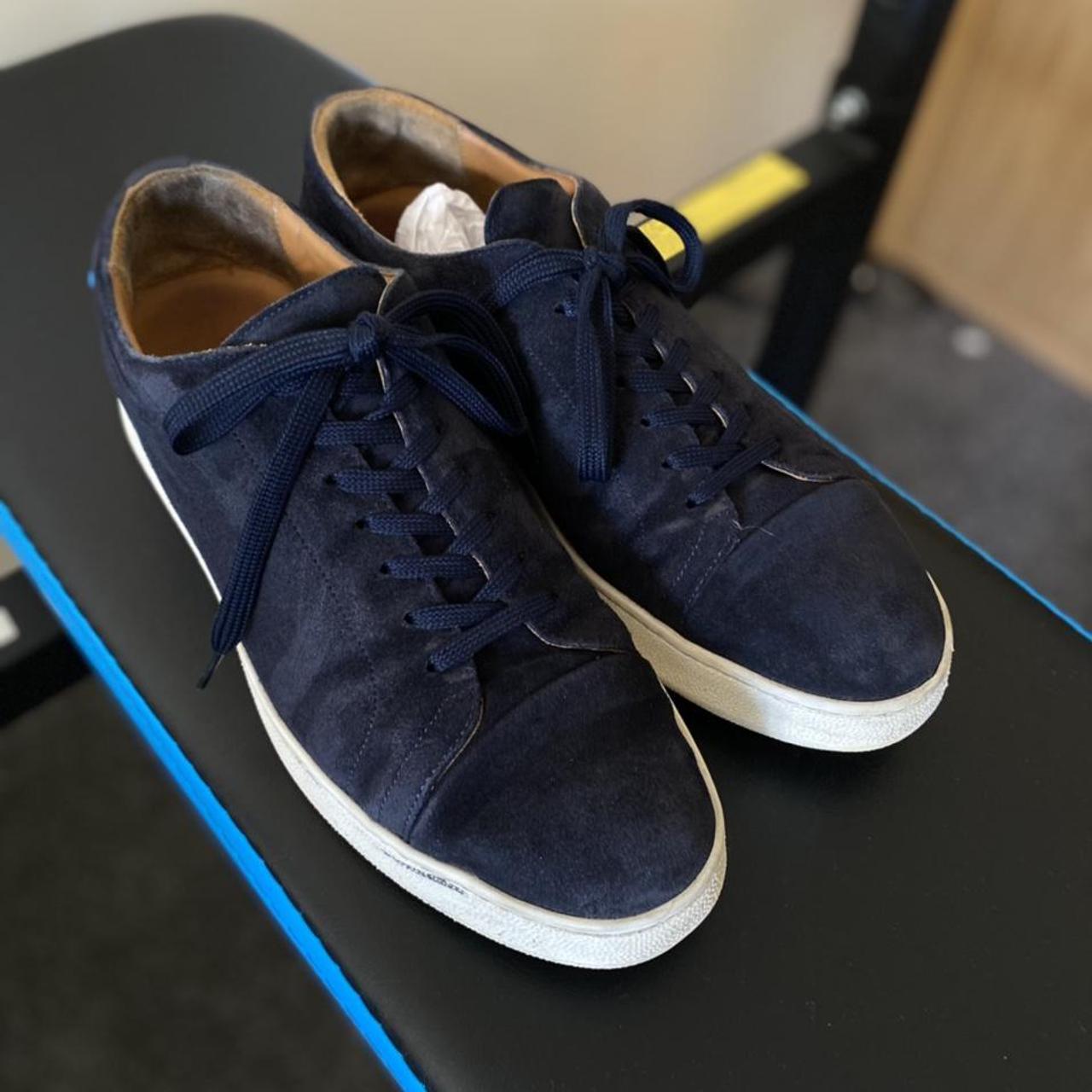 Charles Tyrwhitt Navy Suede Sneakers size 9 in great... - Depop