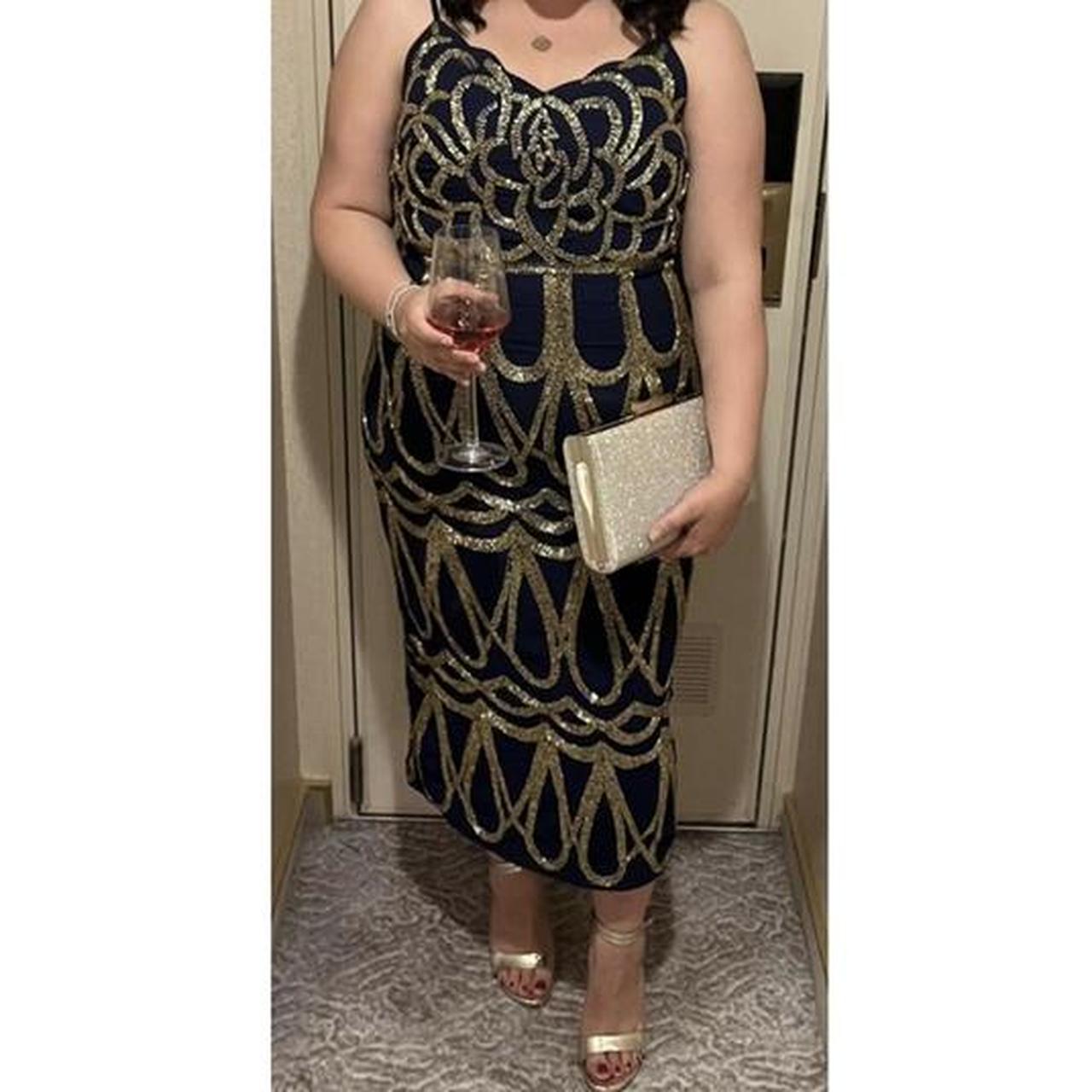 Virgos Lounge navy dress with gold... Depop