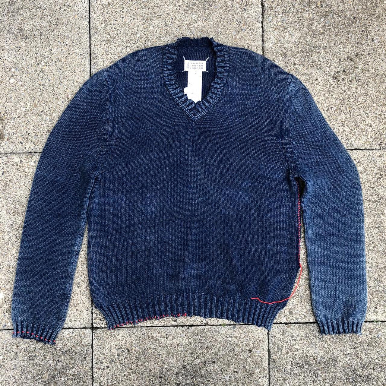 【送料&関税込】Maison Margiela Navy Blue Wool Knitwear Maison Margiela knit sweater (thin S Navy plain s30ha0696