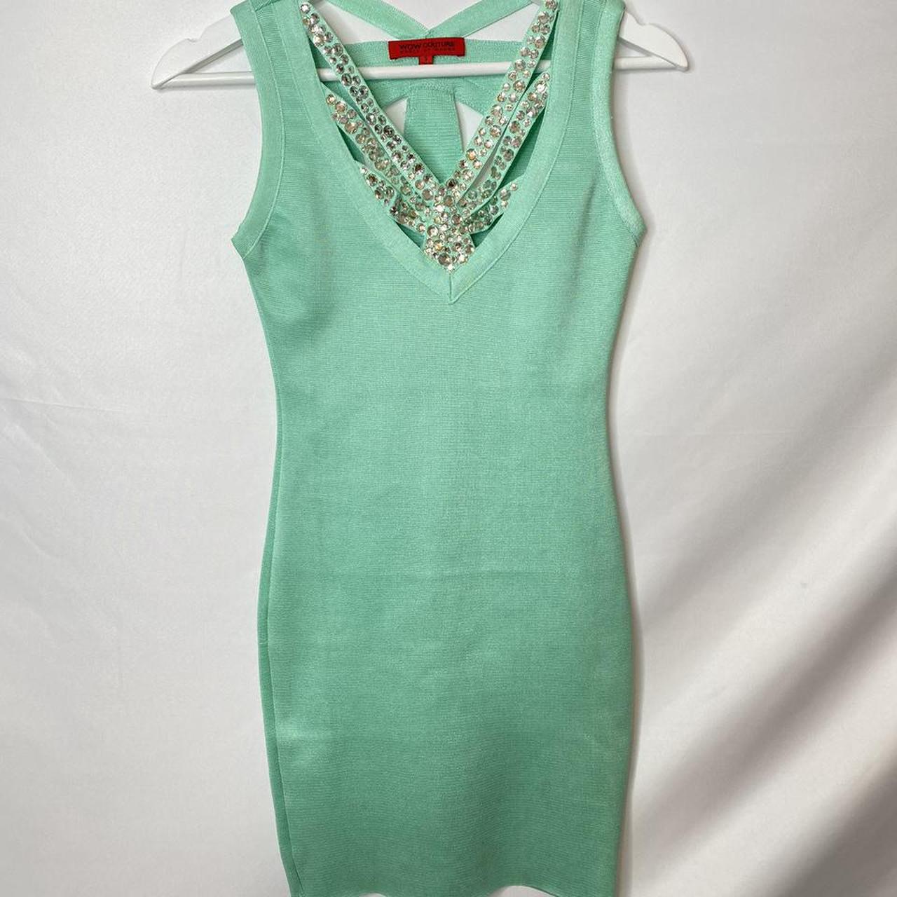 Mint green embellished bodycon dress Brand new never... Depop