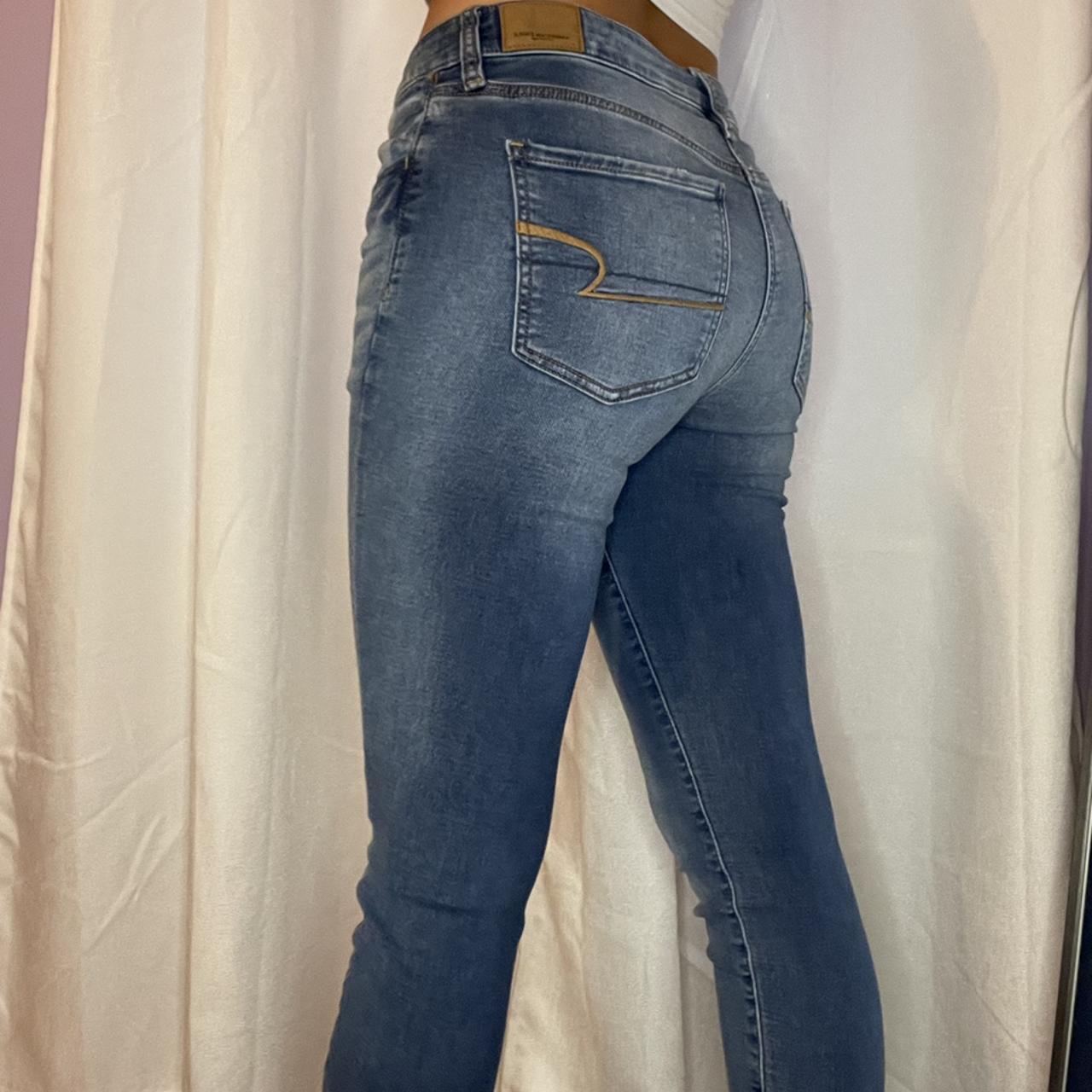 american eagle super stretch cropped hi-rise... - Depop