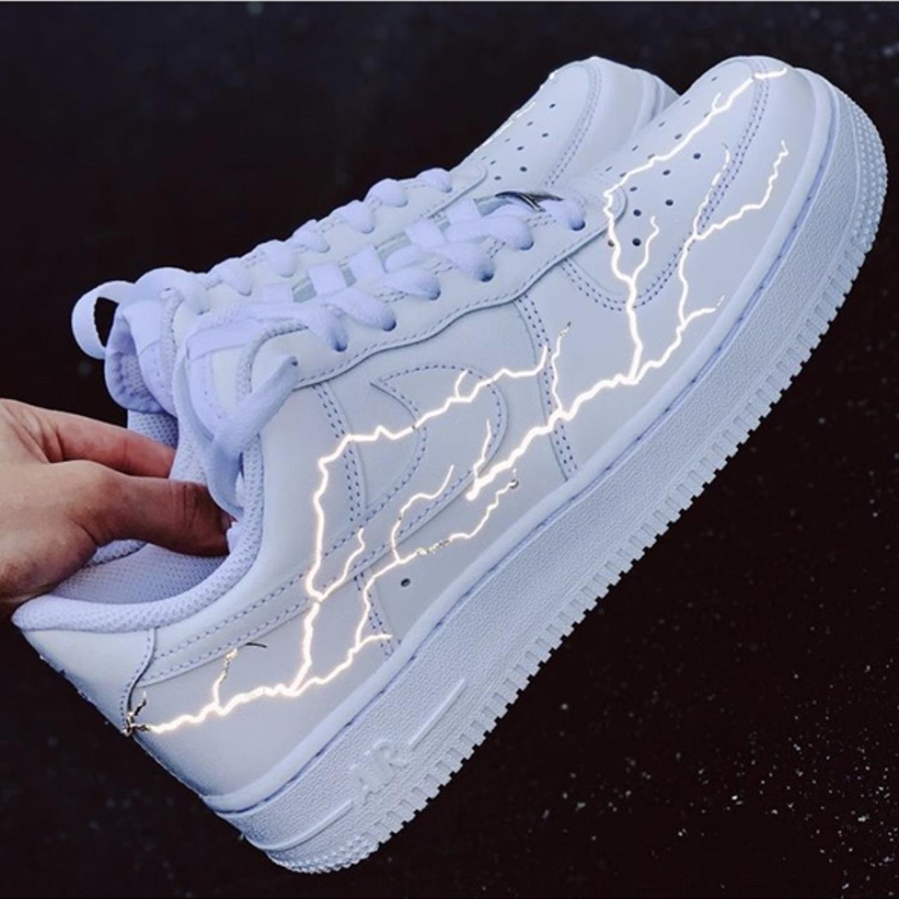 Reflective Lightning Bolt Custom Nike Air Force 1 - Depop