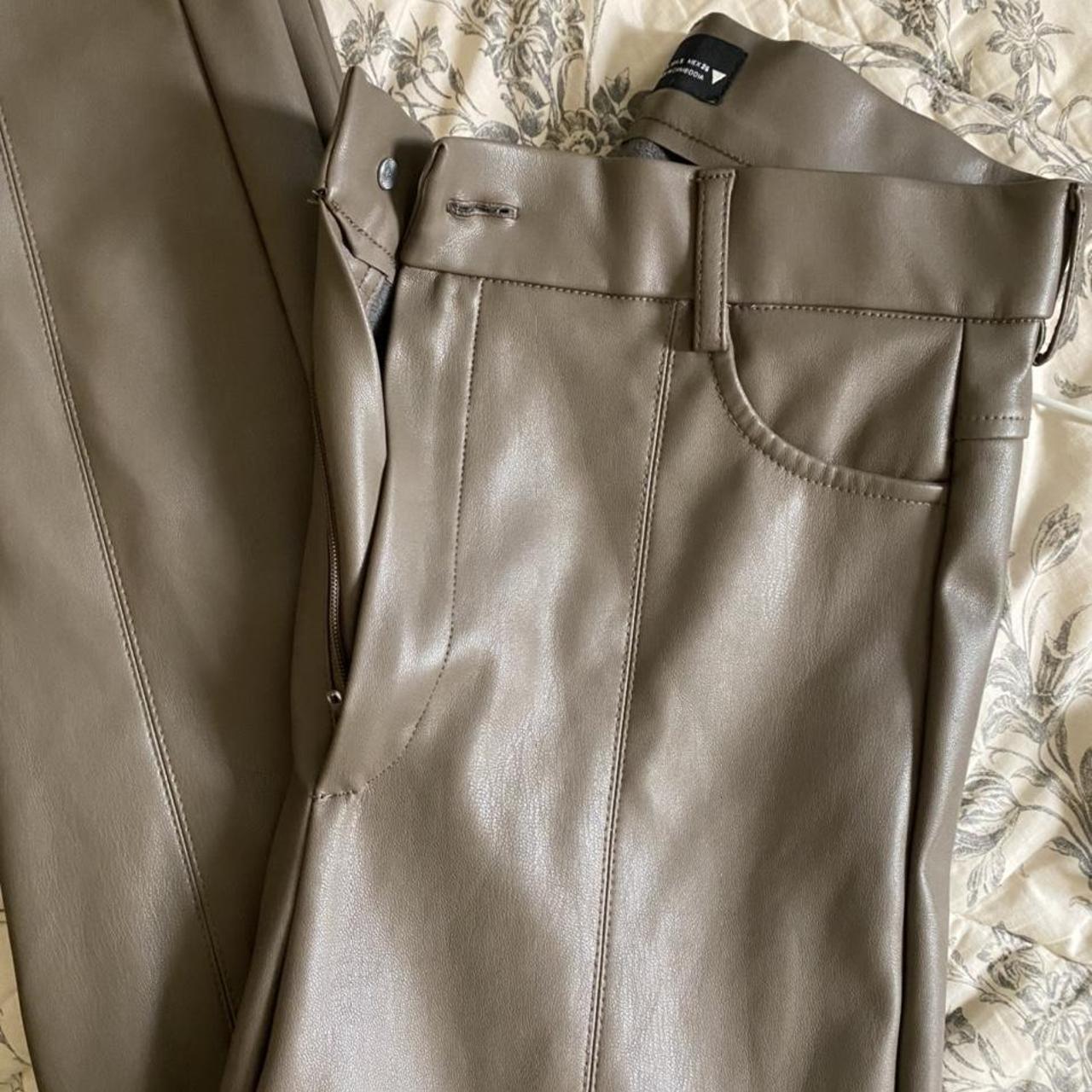 Zara Brown Leather Pants Size: Small Originally: 50 - Depop