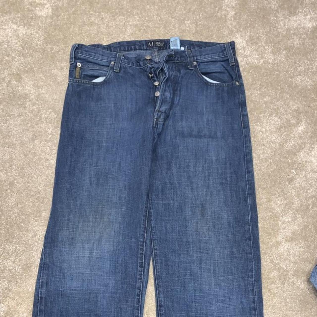 Mens Armani jeans 32” Used Good condition Fading on... - Depop