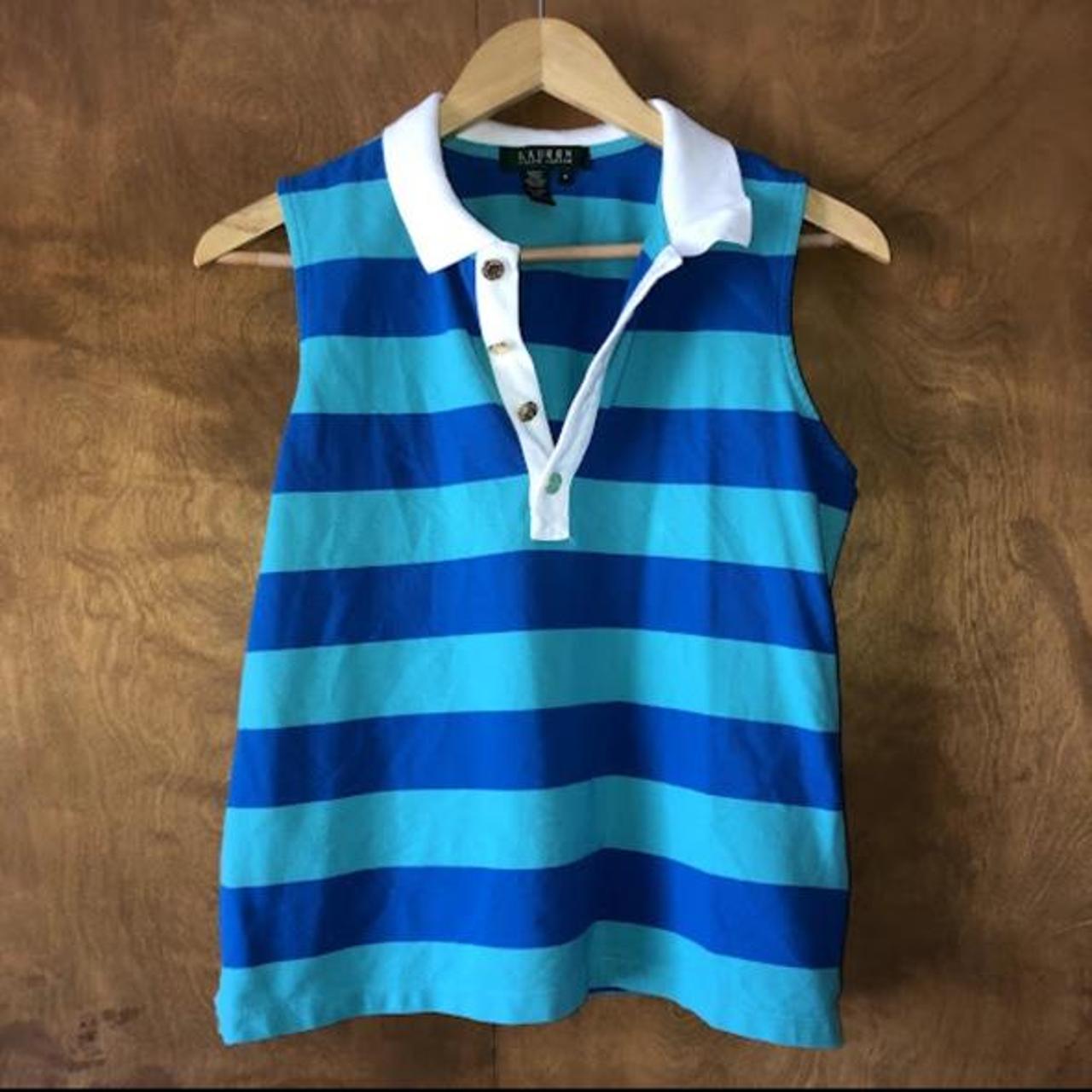 Polo Ralph Lauren medium blue polo tank with white... - Depop