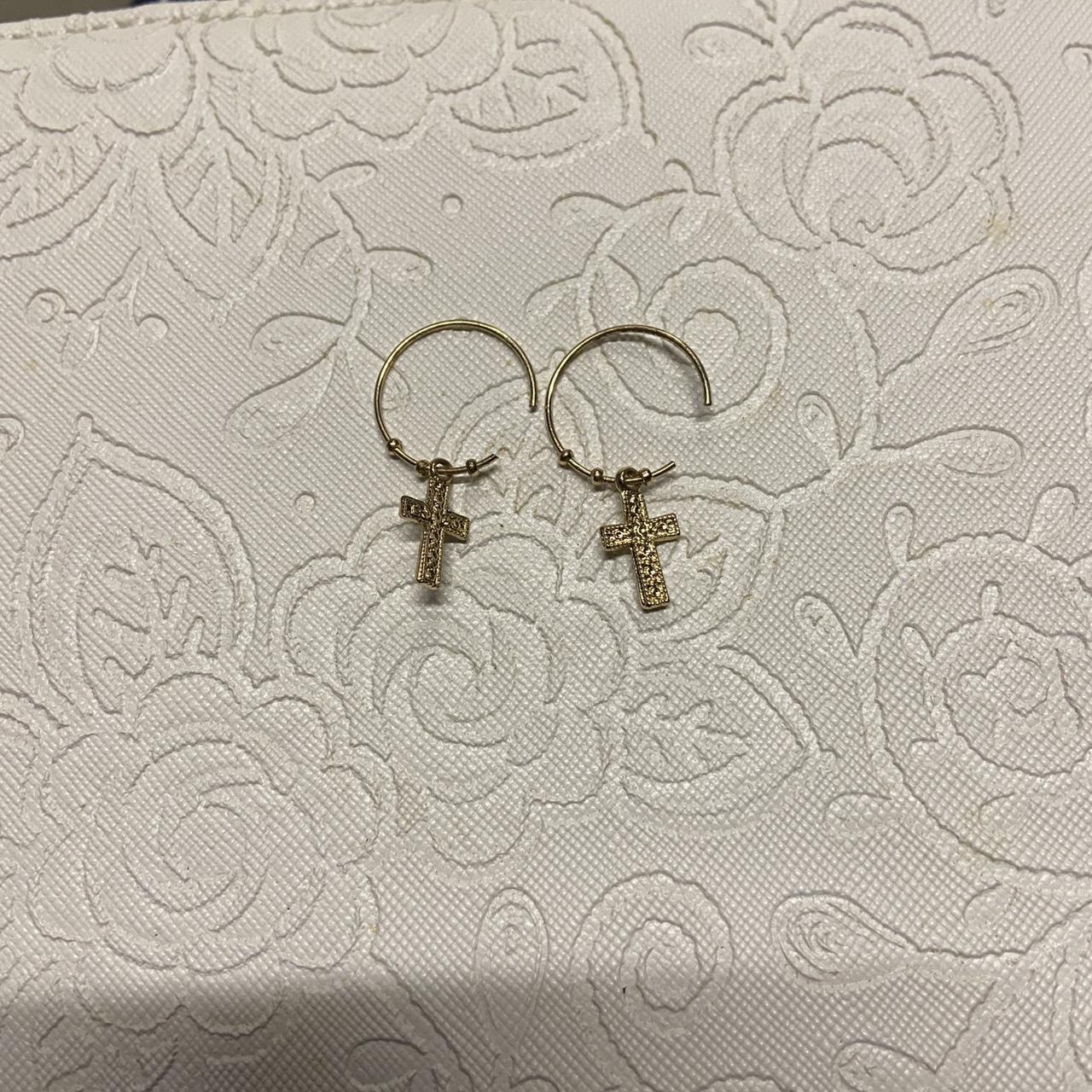 Gold Brandy Melville Earrings Barley Worn Solid Gold... Depop