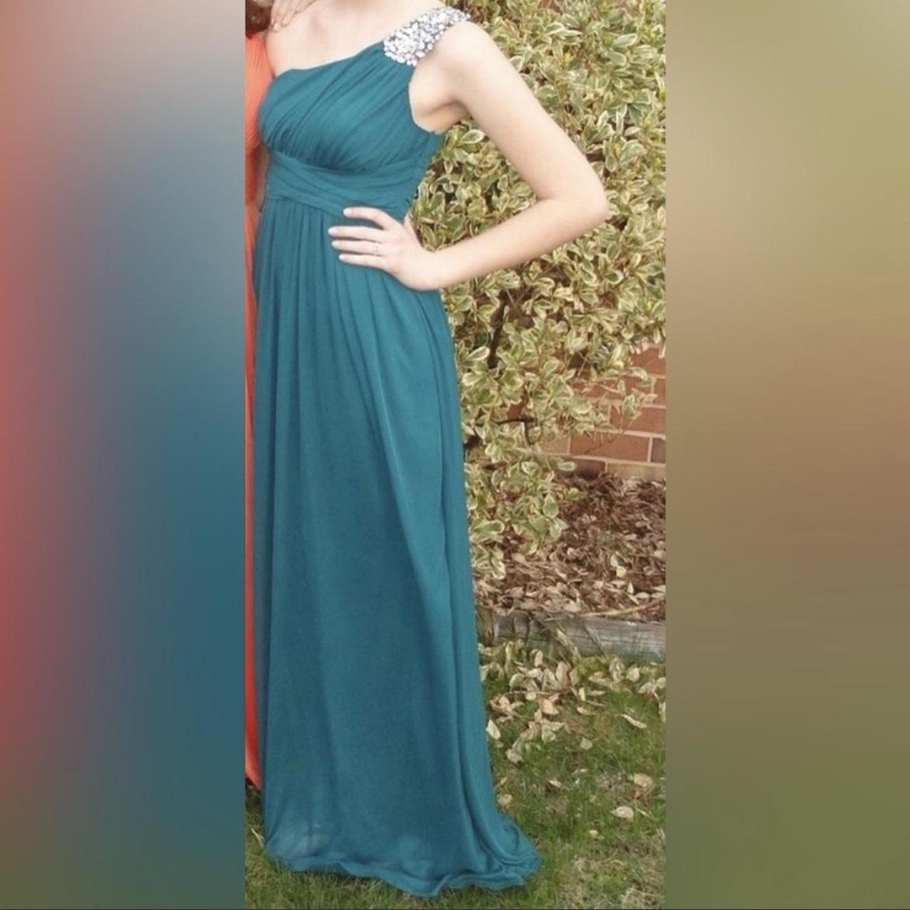 Turquoise One Shoulder Prom Dress in