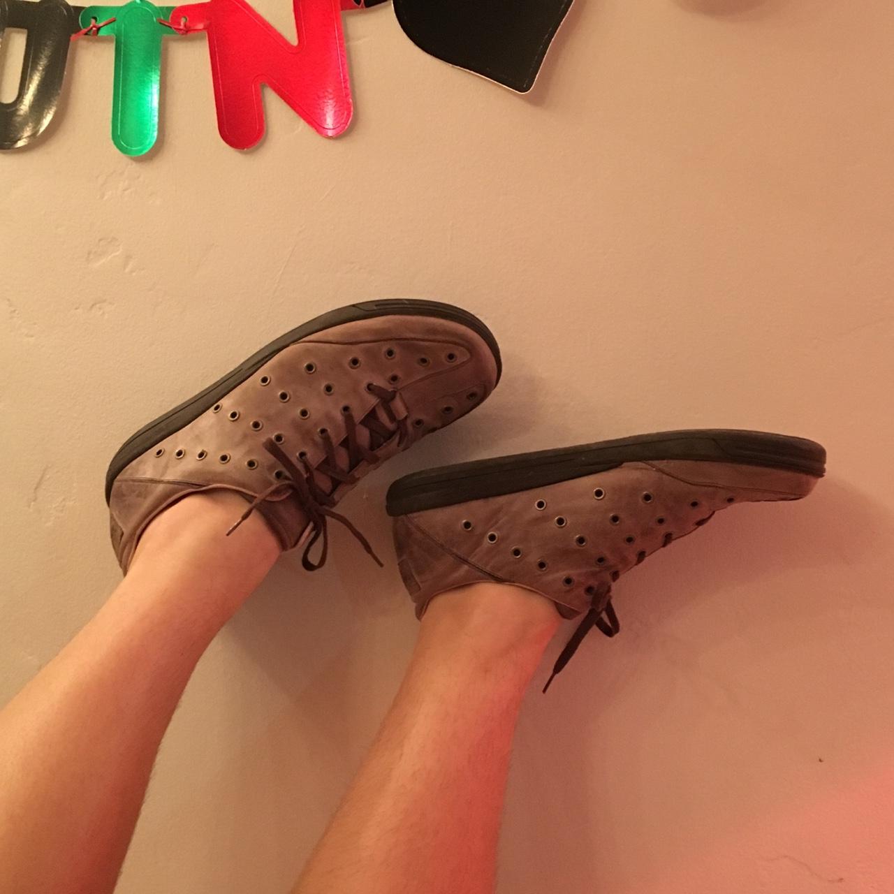 weird ass brown leather golfer shoes with Depop