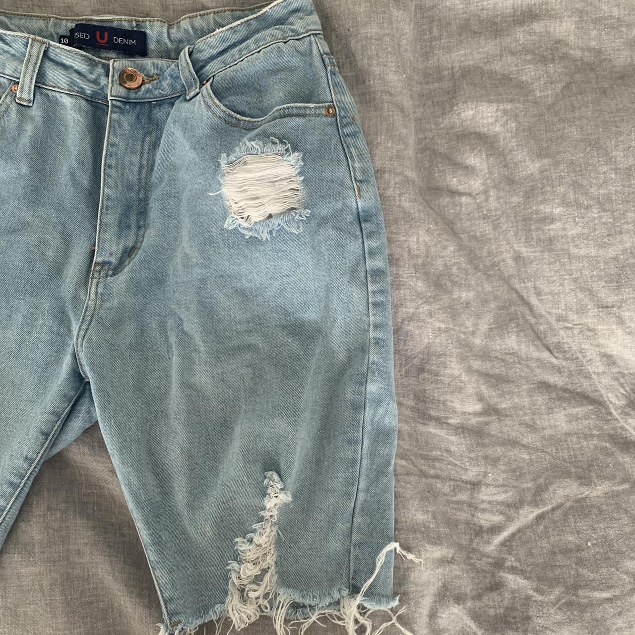 Used Denim brand Mid thigh cut off Jeans Size 10... - Depop