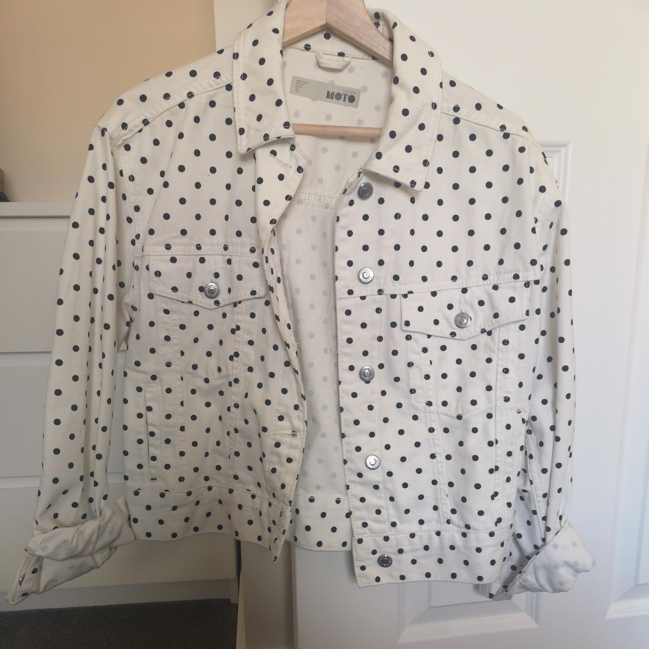 Black and white polka dot denim jacket best sale