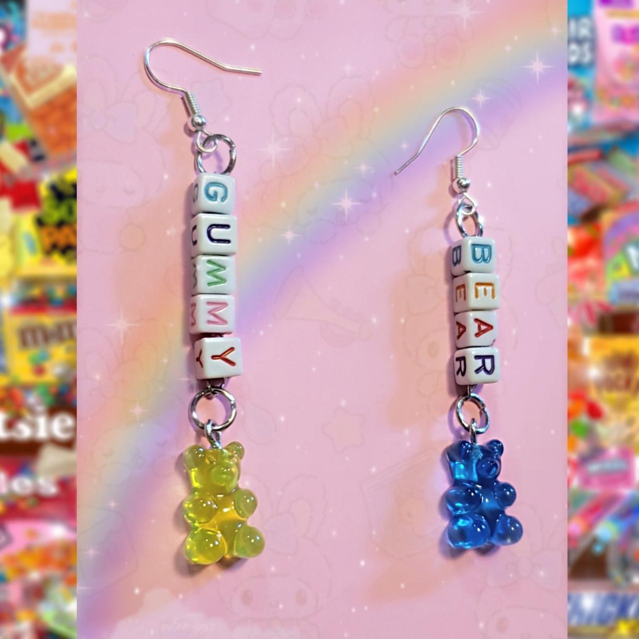 💕🍬gummy Bear Earrings🐻💕 Letter Color Beads Come Depop