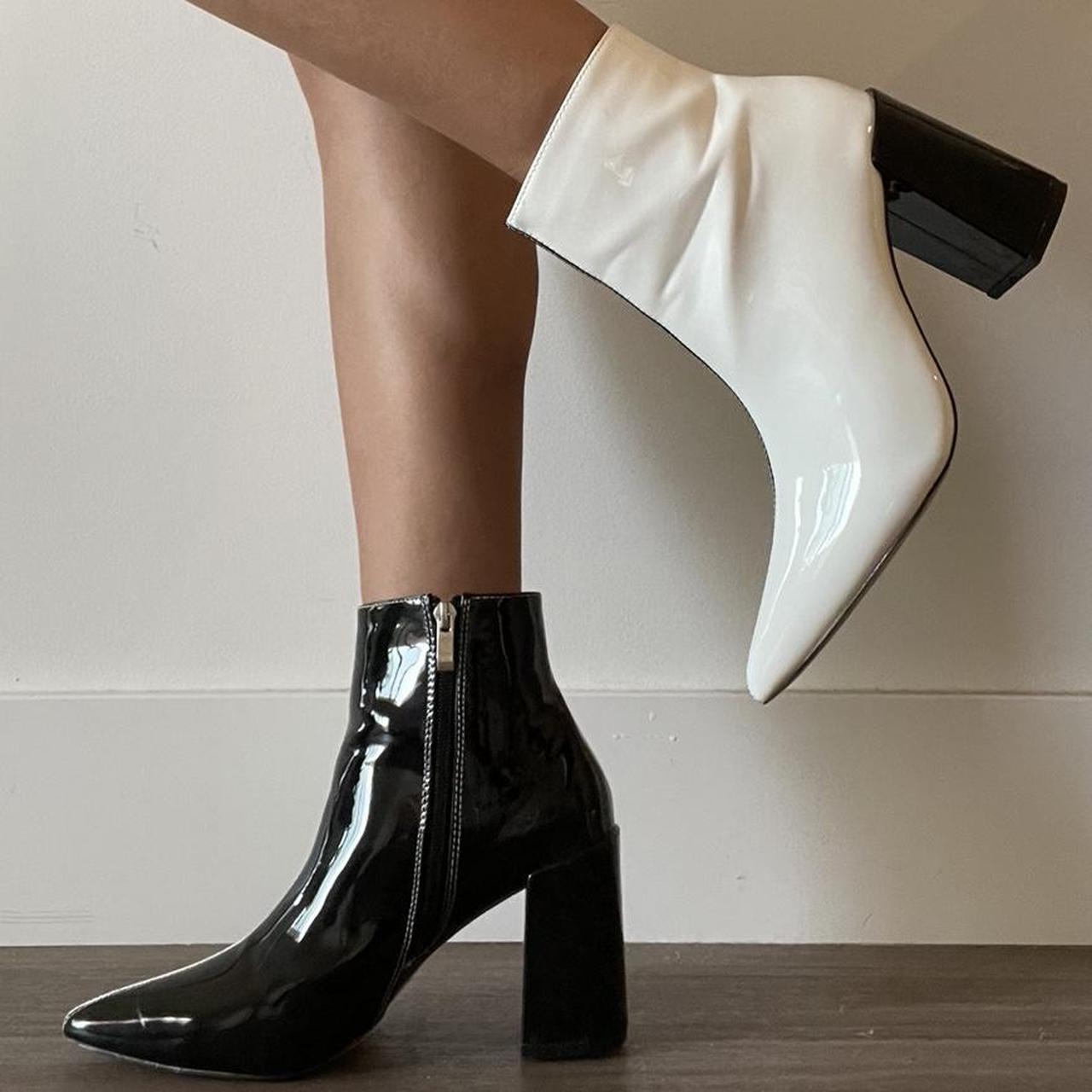 Nasty Gal Women's Black and White Boots | Depop