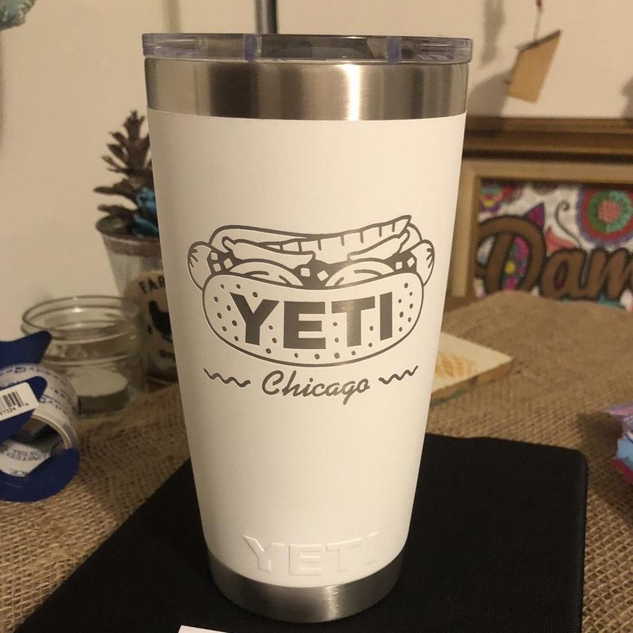 100 AUTHENTIC yeti 20oz engraved Chicago dog cup... Depop