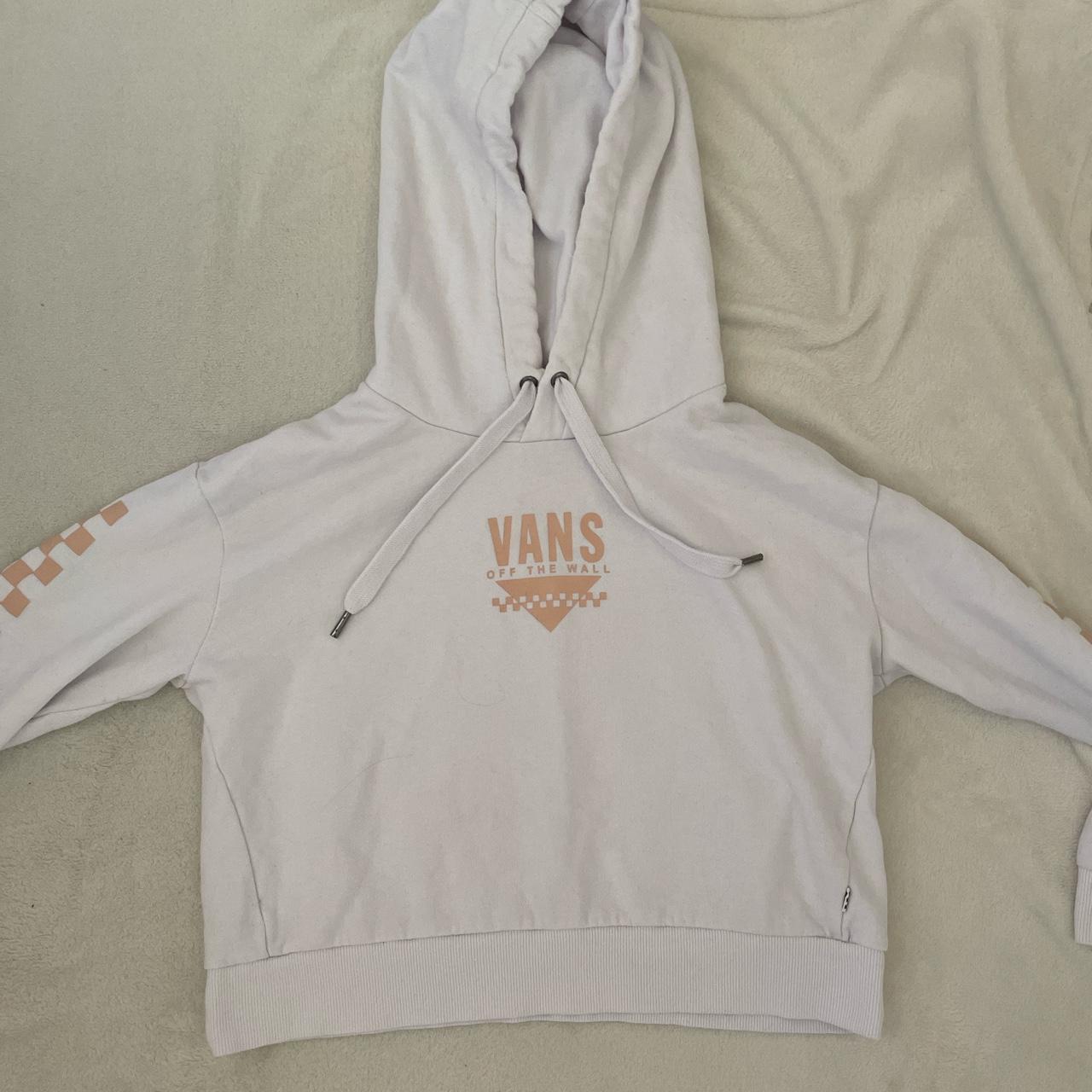 White cropped Vans hoodie Checkerboard sleeve