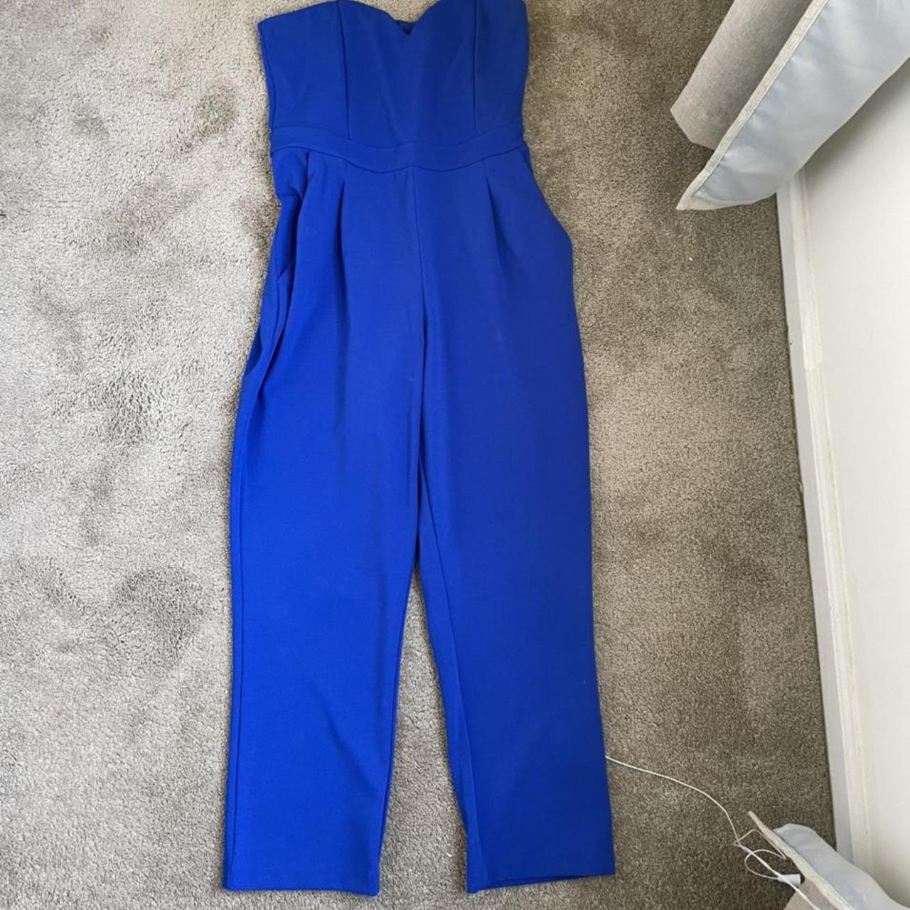 womens royal blue jumpsuit size: 12 condition:... - Depop