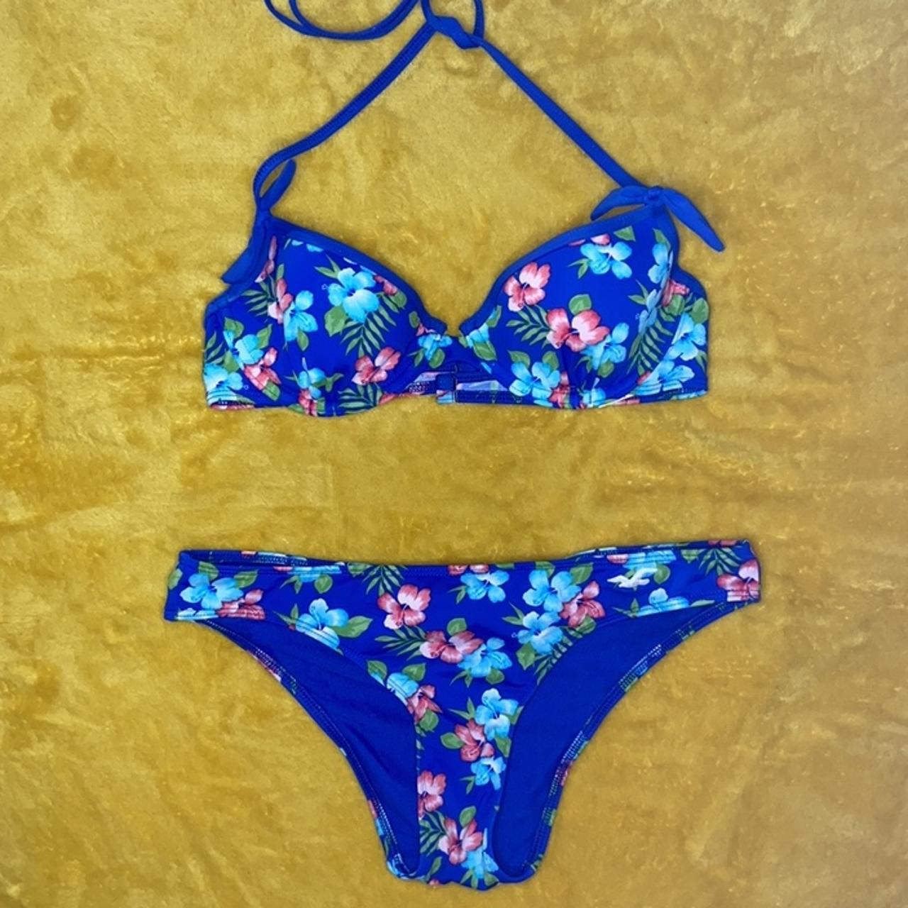 HOLLISTER BLUE FLORAL PRINT BIKINI, blue