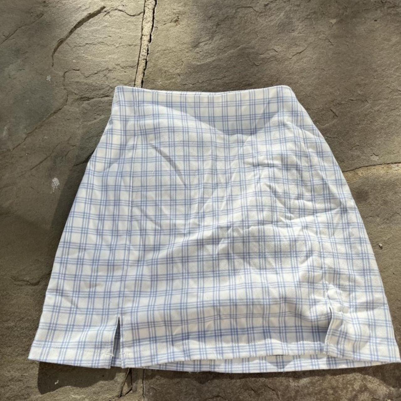 Light blue plaid outlet skirt brandy melville