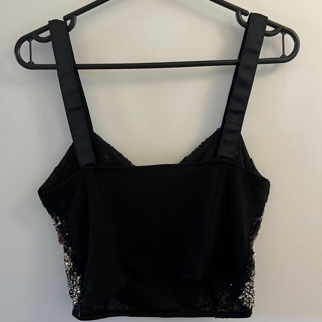 Zara Women's Black and Gold Crop-top | Depop