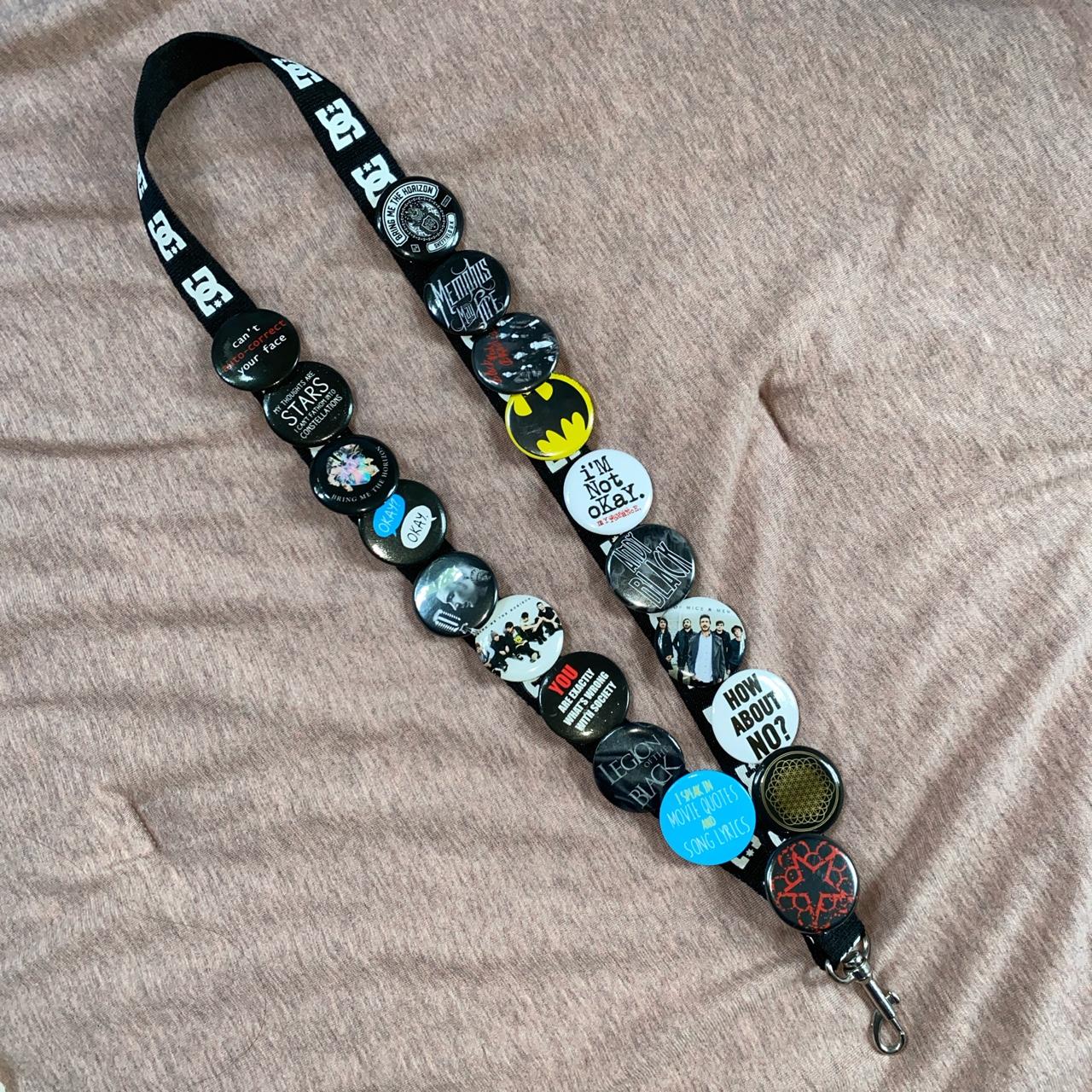 DC lanyard with 19 assorted pins Selling... - Depop