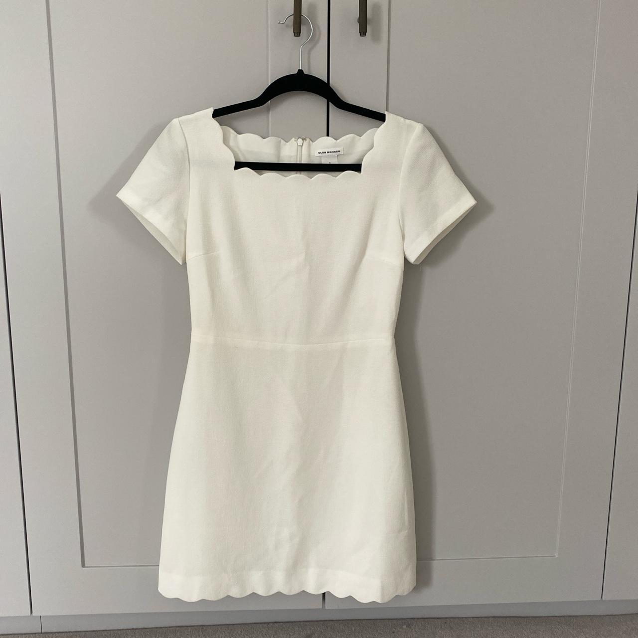 Club Monaco white scallop trim summer dress Size... Depop