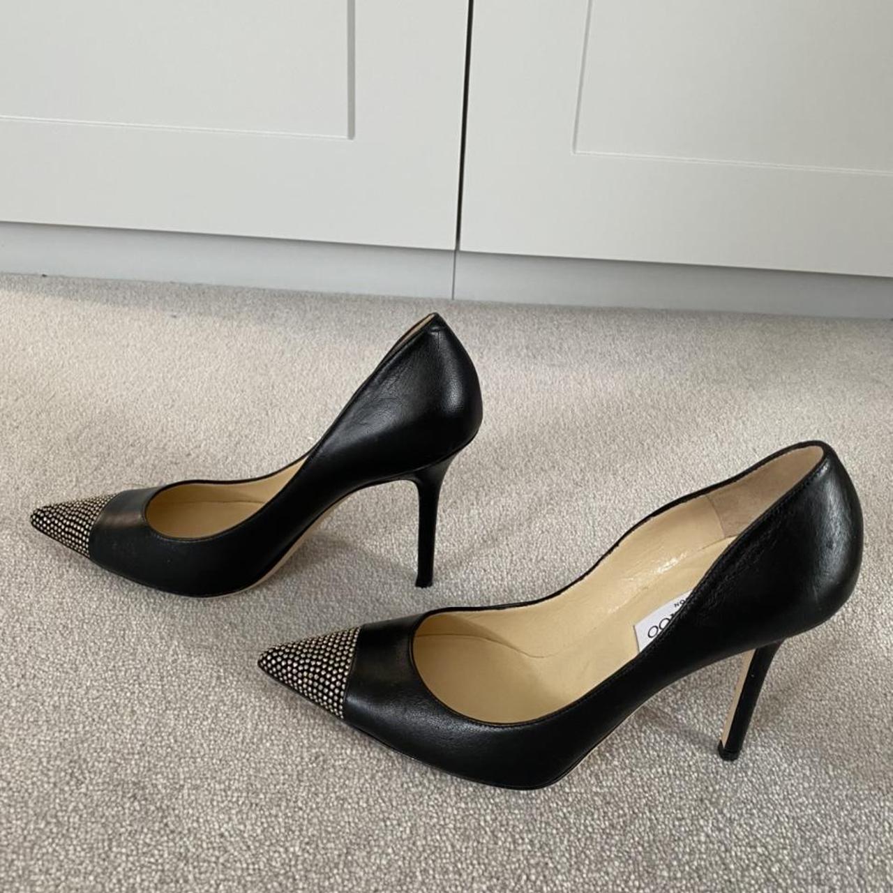Jimmy choo black leather court shoes Brand new... - Depop
