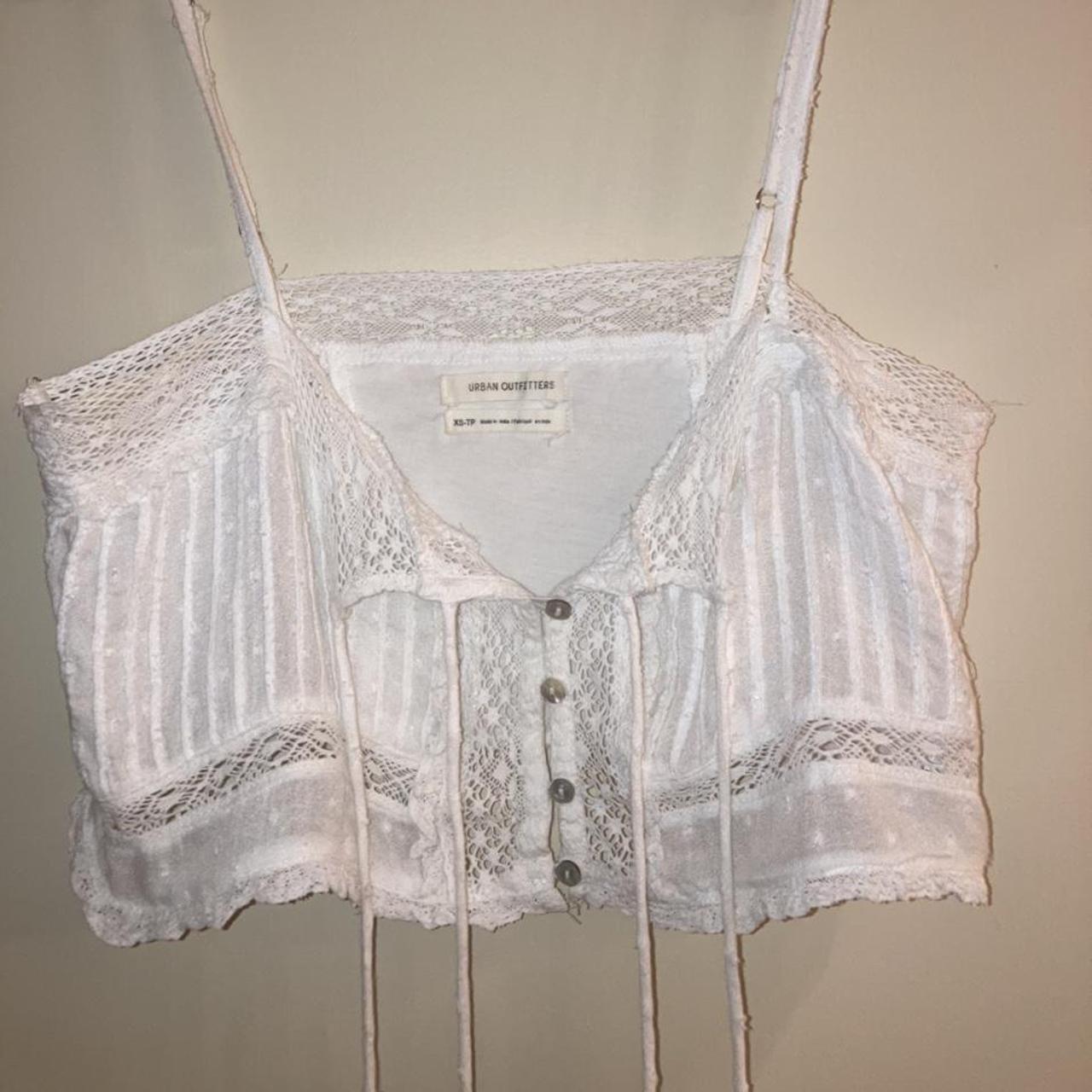 Urban outfitters white lace crop top Boho chic Uk... - Depop