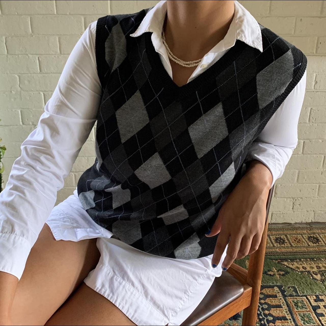 Sweet vintage 90's David Jones argyle woolen vest... Depop