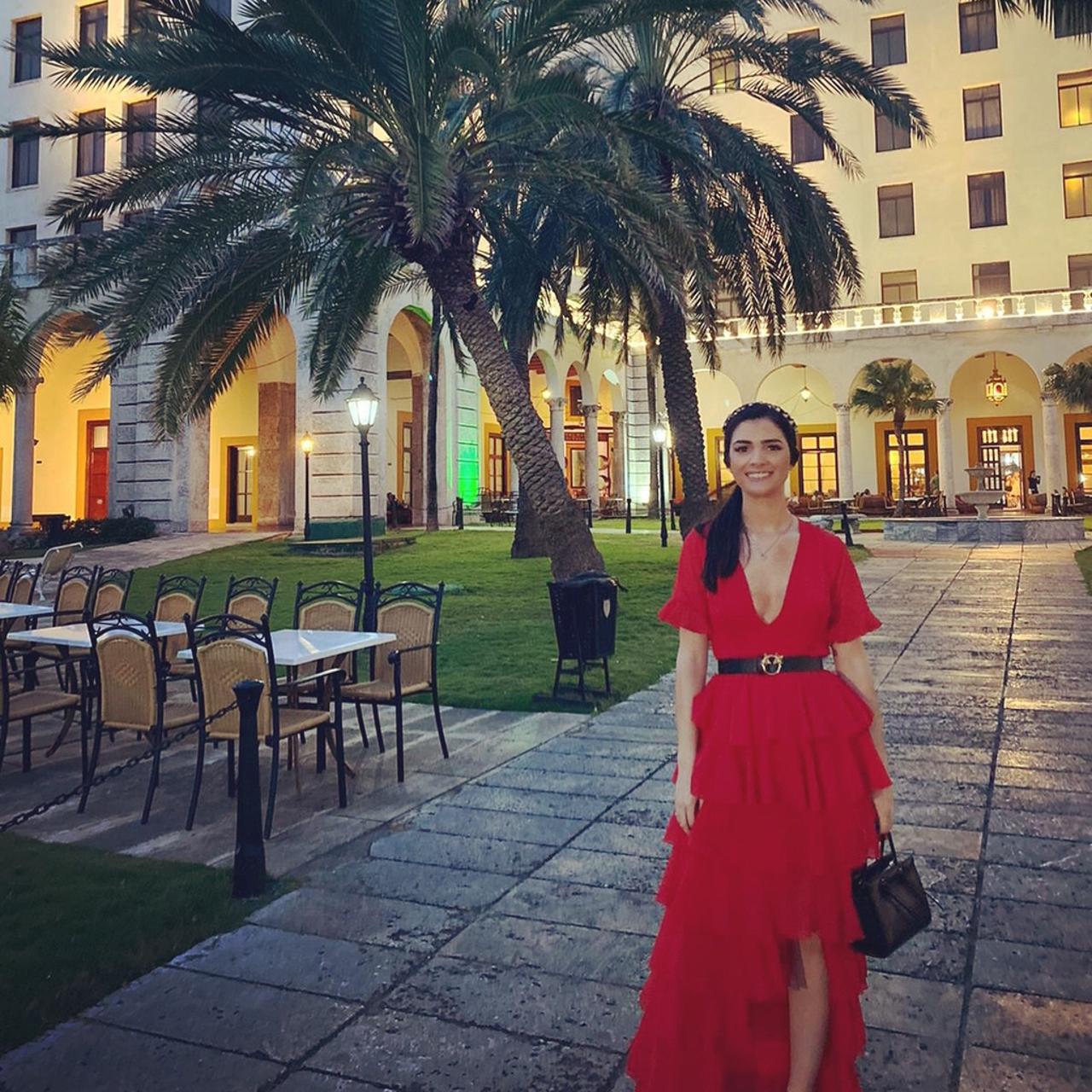 pretty little thing red chiffon ruffle dress