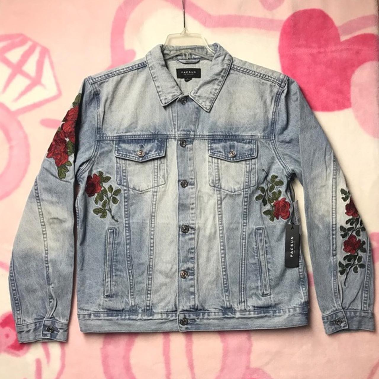 PACSUN ROSE DENIM JACKET SIZE XL FREE SHIPPING... - Depop