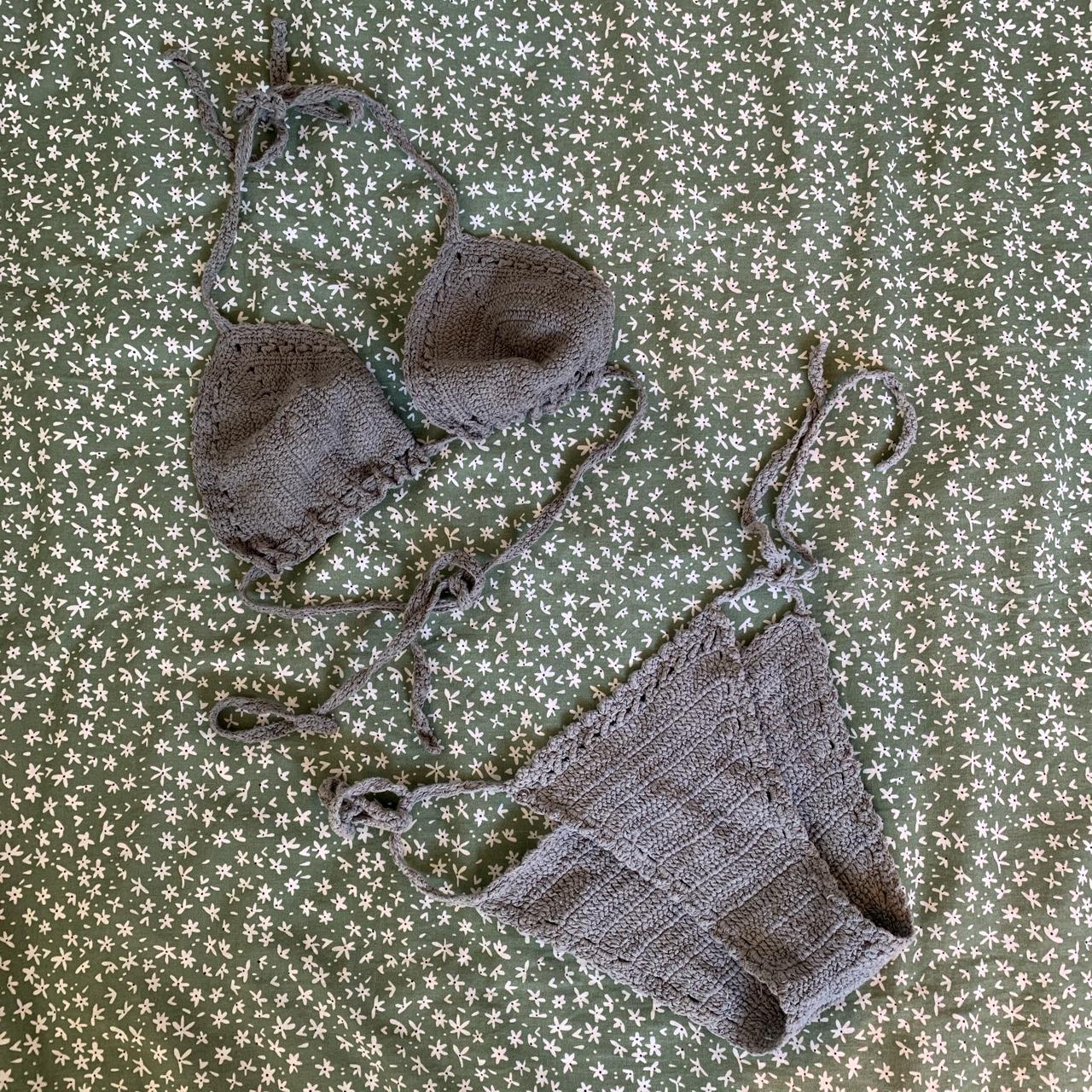 Grey Crochet Bikini Never Worn In Excellent Depop Grey Crochet Bikini Never Worn In Excellent Depop