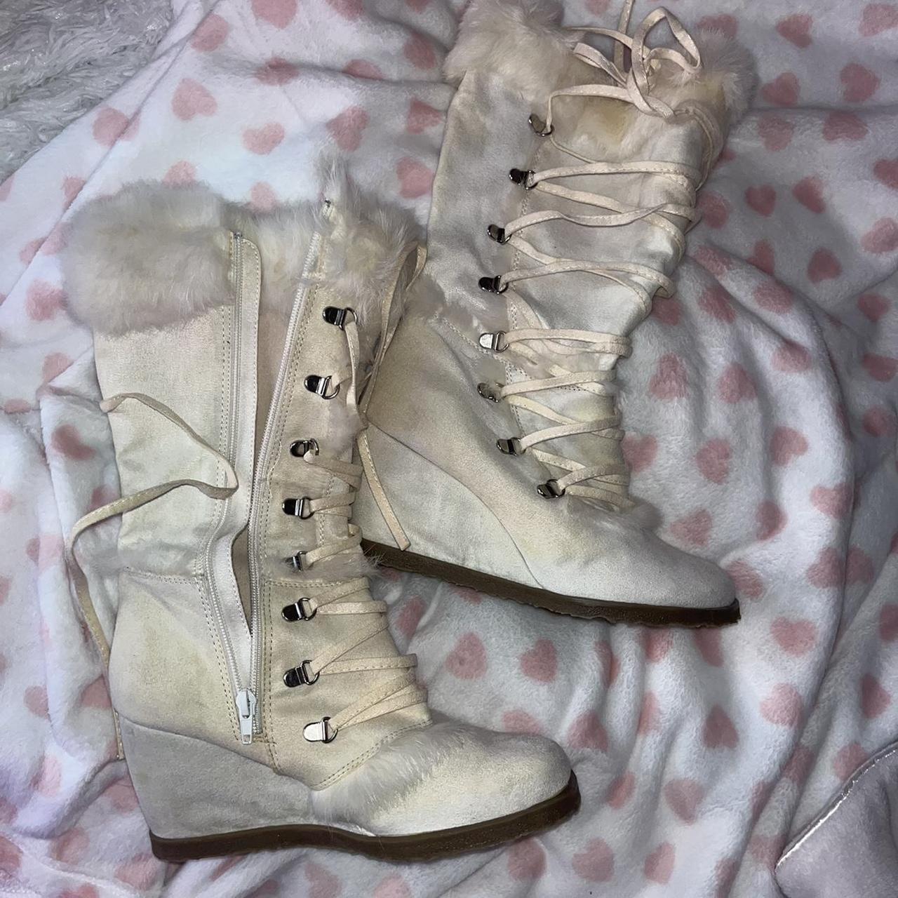 Camel-311 Demonia Boots Fur is Tan not White so I - Depop