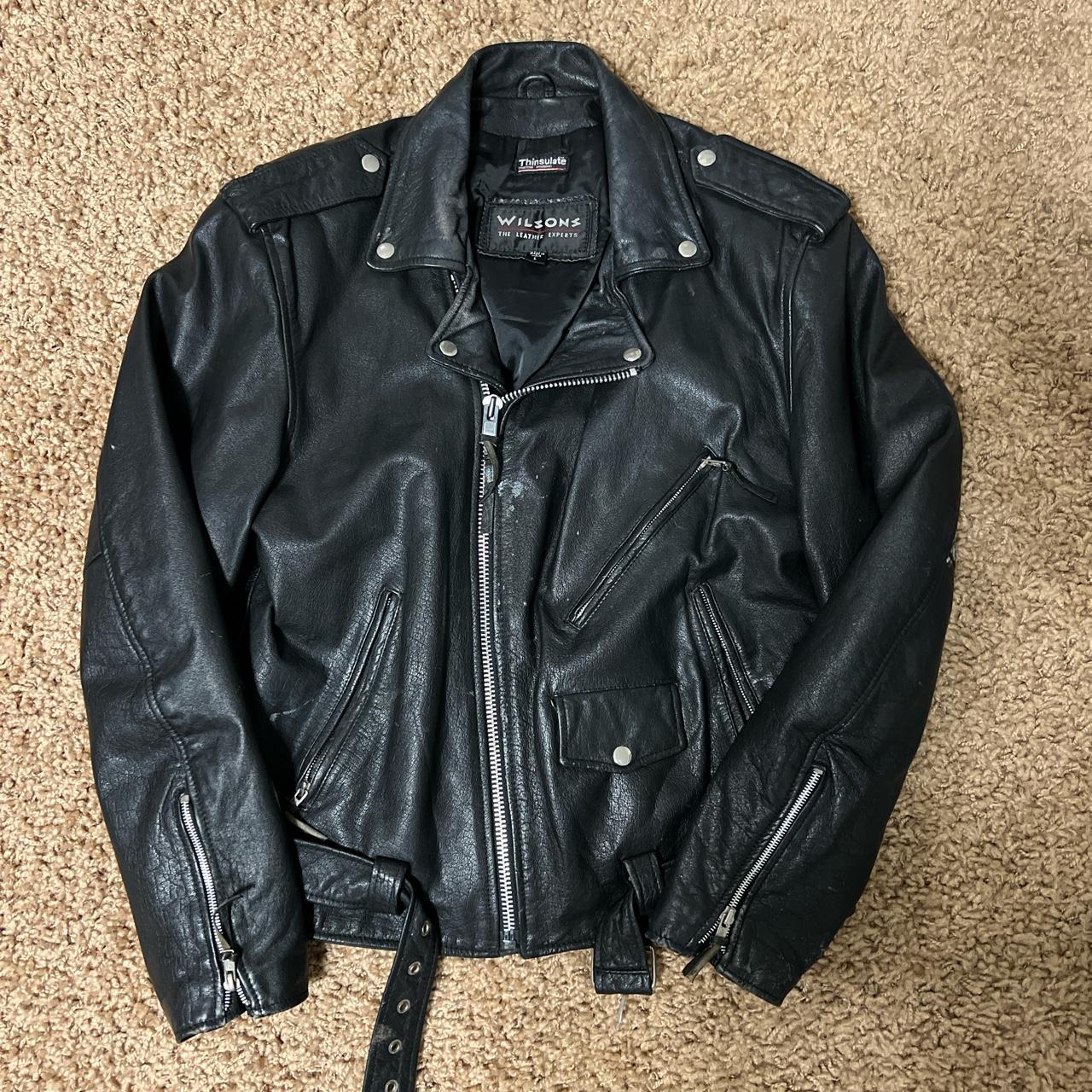 Wilsons leather jacket!! Worn in perfectly and fits... - Depop
