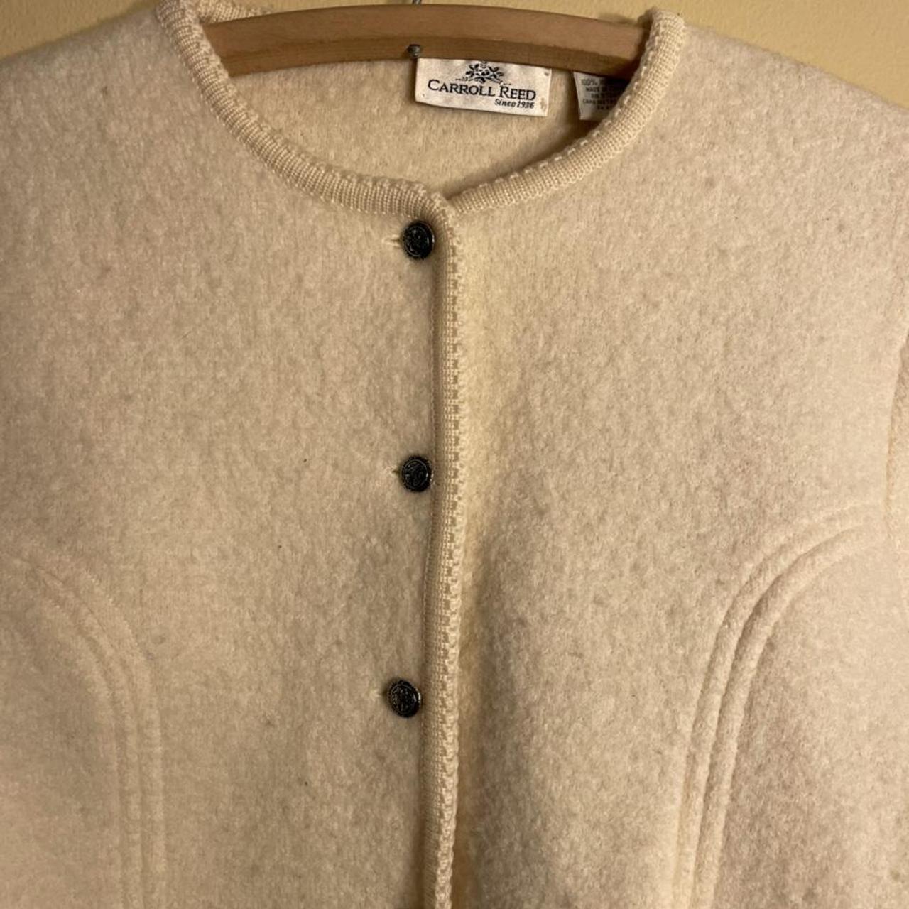 Vintage Y2K cream colored wool full button up... - Depop