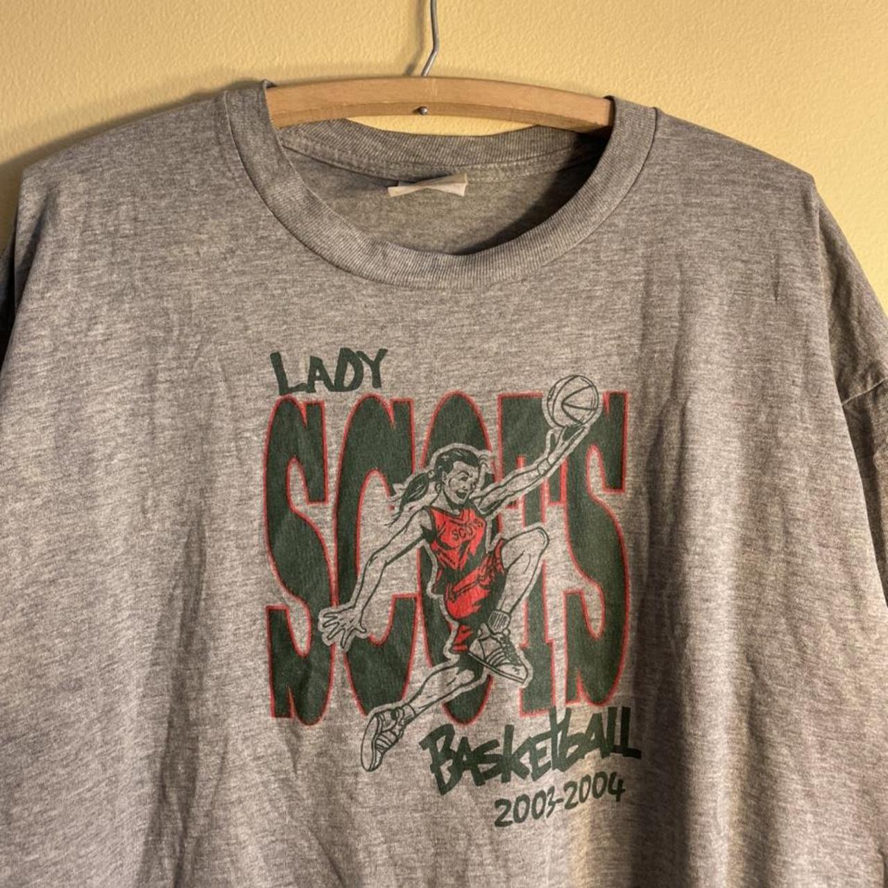 Y2K Lady Scots basketball tee. Love graphic. Size... - Depop