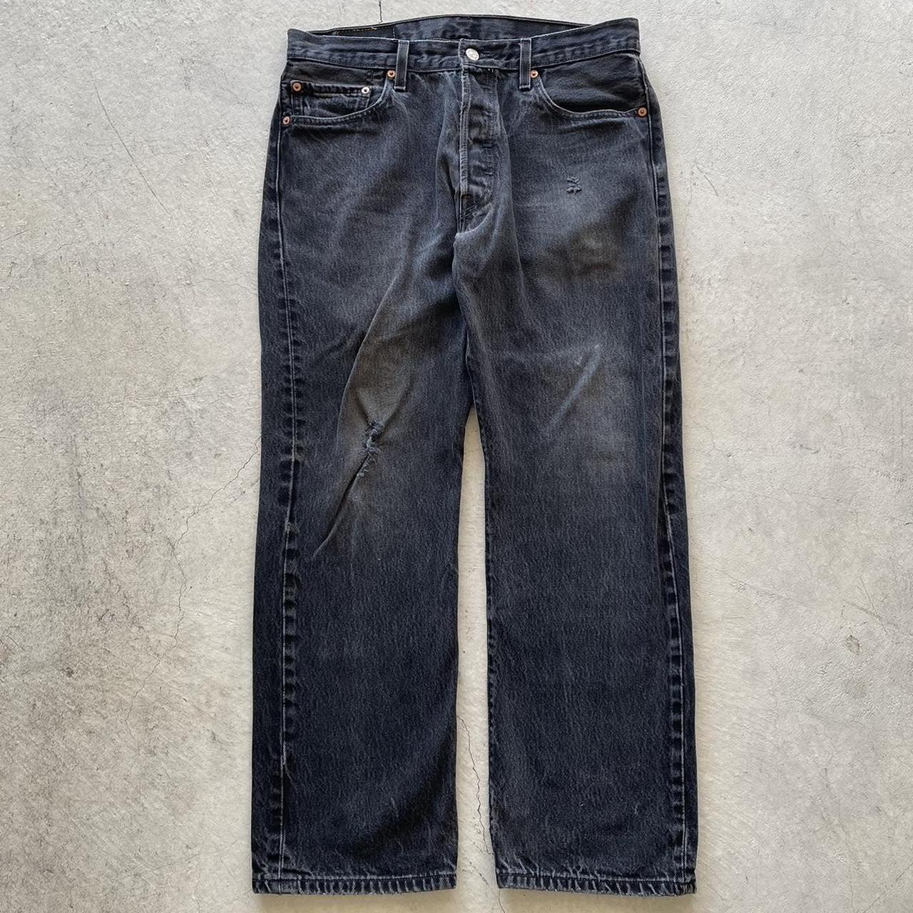 Vintage y2k Perfectly Faded Black Levi's 501s Nice... - Depop