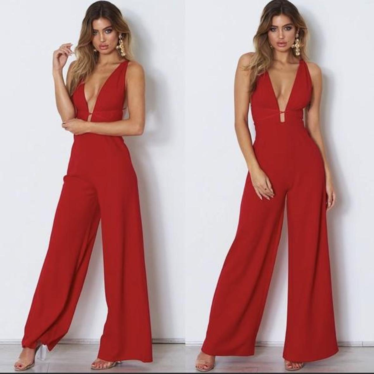Women's Red Jumpsuit Depop