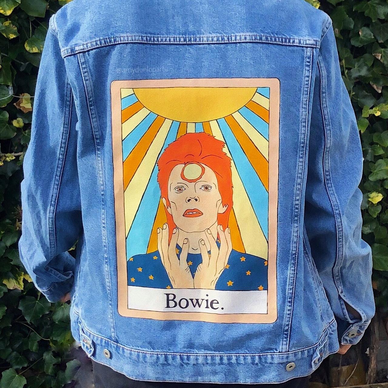 HAND PAINTED BOWIE DENIM JACKET designed and... - Depop