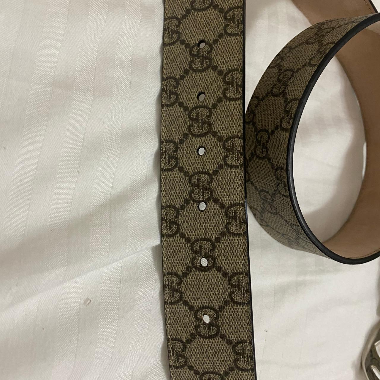 GUCCI Supreme Belt with G silver buckle RRP £345 - Depop