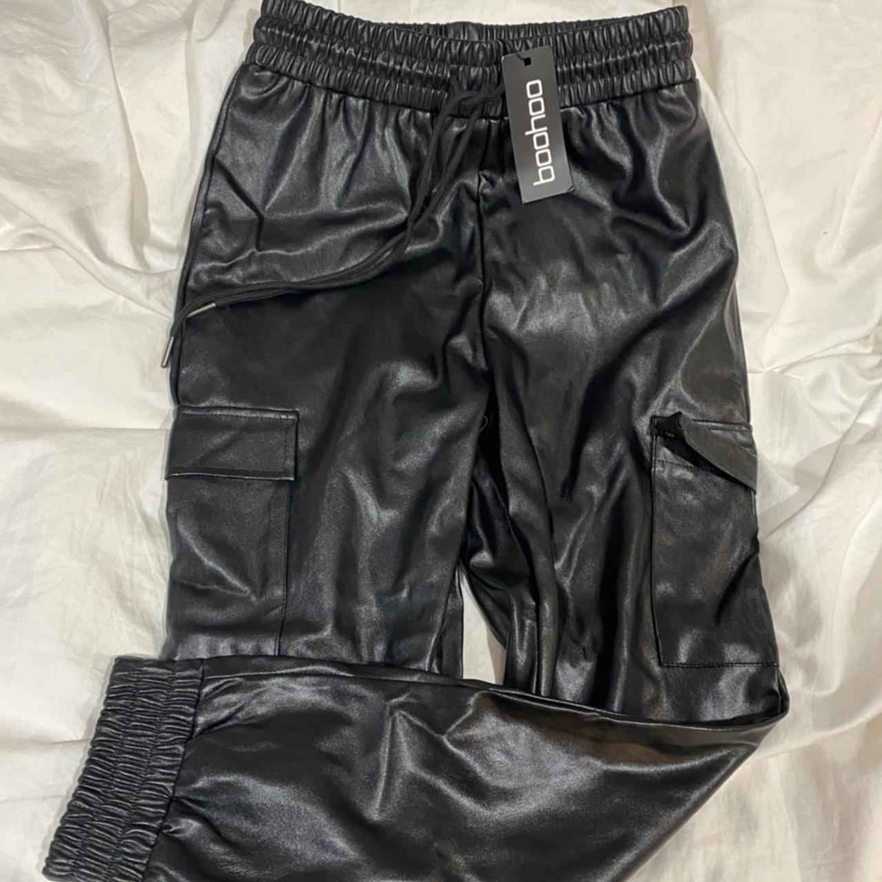 boohoo black faux leather pants NEW WITH TAGS size... Depop