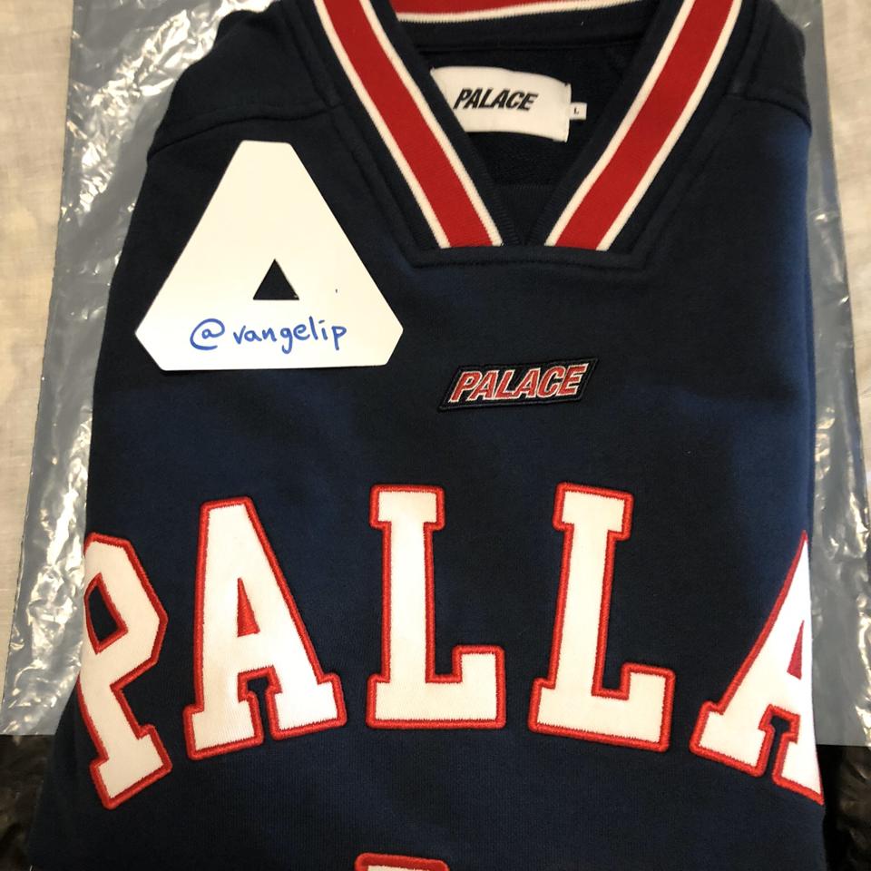 Palace Pallas Crew Jersey Navy Size Large Ordered... - Depop