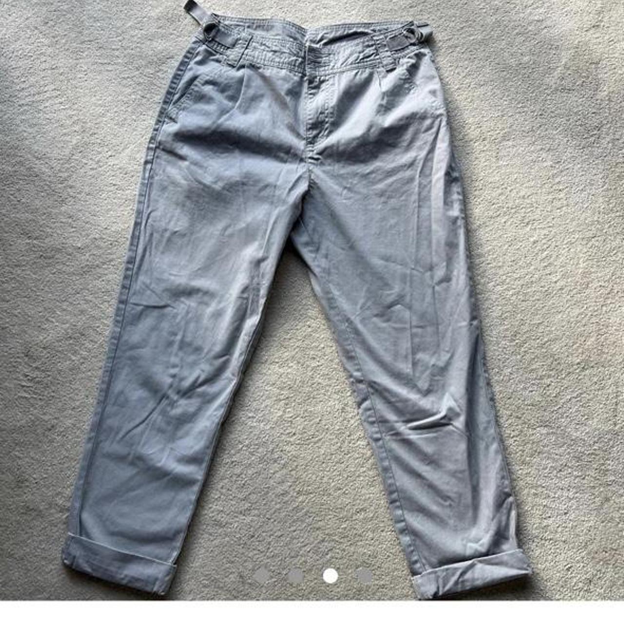 Y2k Cargo pants Pale grey slight pleated front two... - Depop