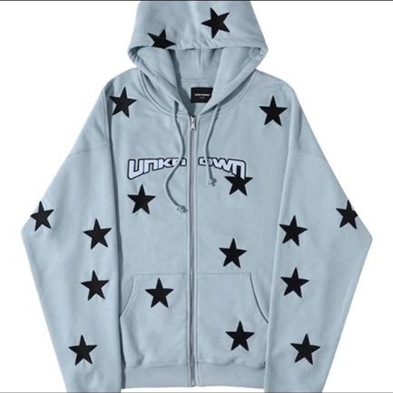 UNKNOWN LONDON Baby Blue Star Hoodie Size L but will... - Depop