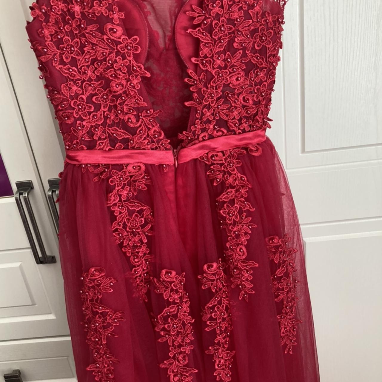 Red tulle maxi formal/ prom dress. Uk woman’s size... - Depop