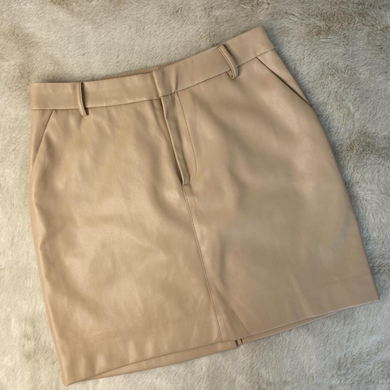 NUDE leather skirt (not real leather) Brand: - Depop