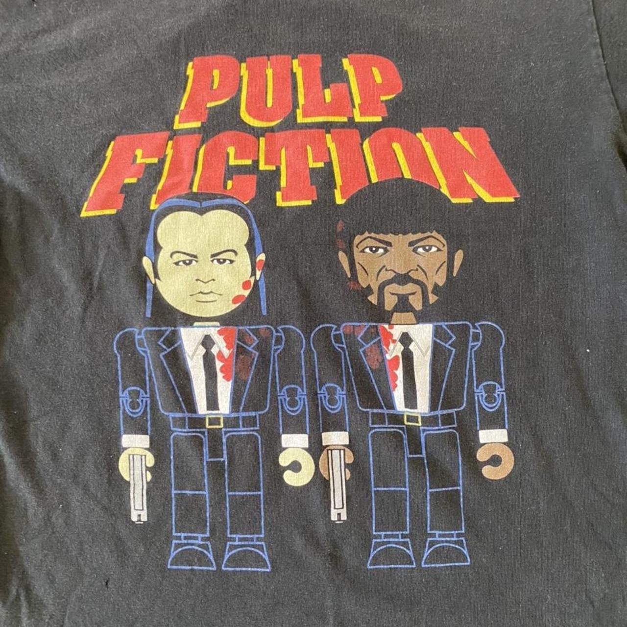 古着 pulp fiction レゴ　ムービーtシャツ Ｌ Vintage Black Lego Pulp Fiction Tee Size Small Super | Depop